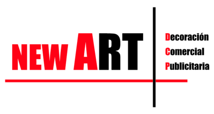Logo New Art con letras en rojo y negro